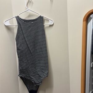 Everlane Black and White Striped Bodysuit